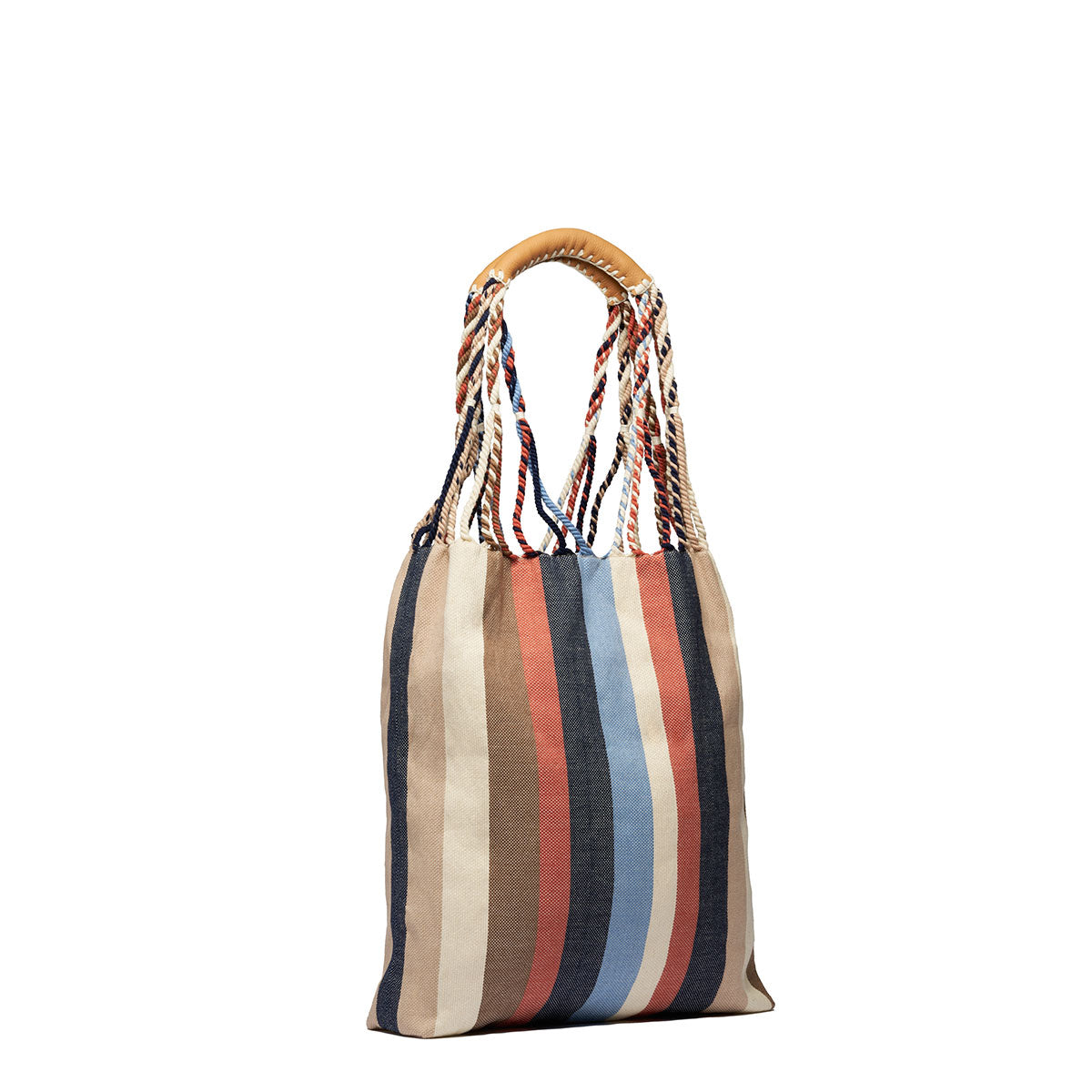 Side angle view of the Apolonia Tote in Blue Canyon.