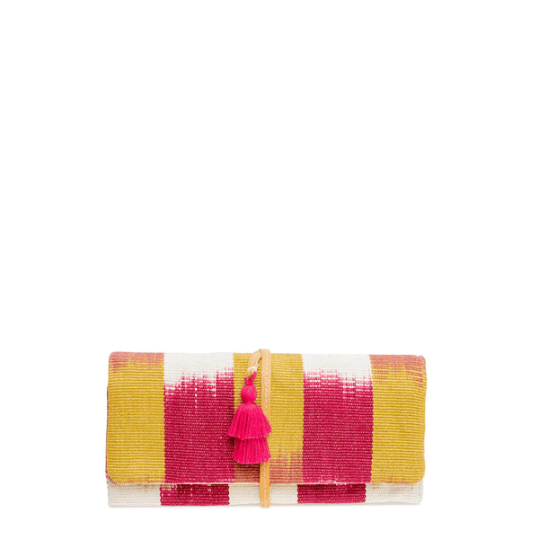 A GIF of the front, back, and interior of the Lilia Jewelry Roll in Raspberry Paleta